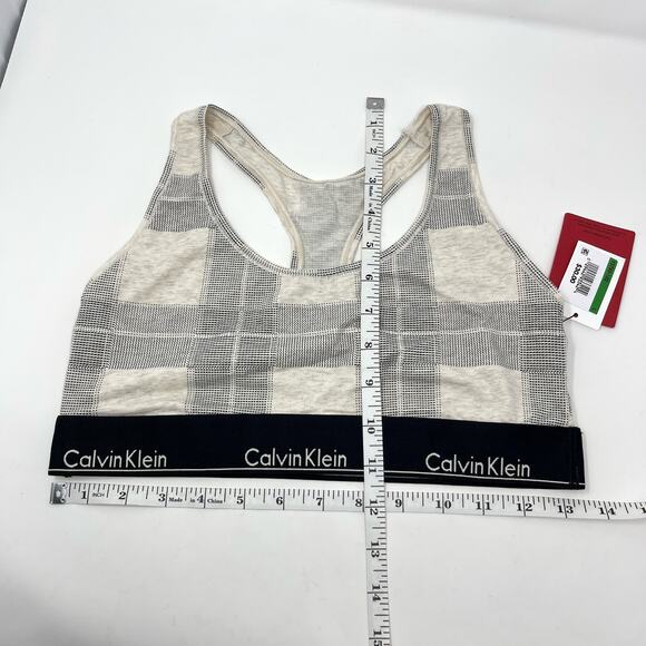 Calvin Klein NWT Modern Cotton Wireless Unlined Plaid Bralette 2 Pk L Black, Tan - Picture 5 of 7